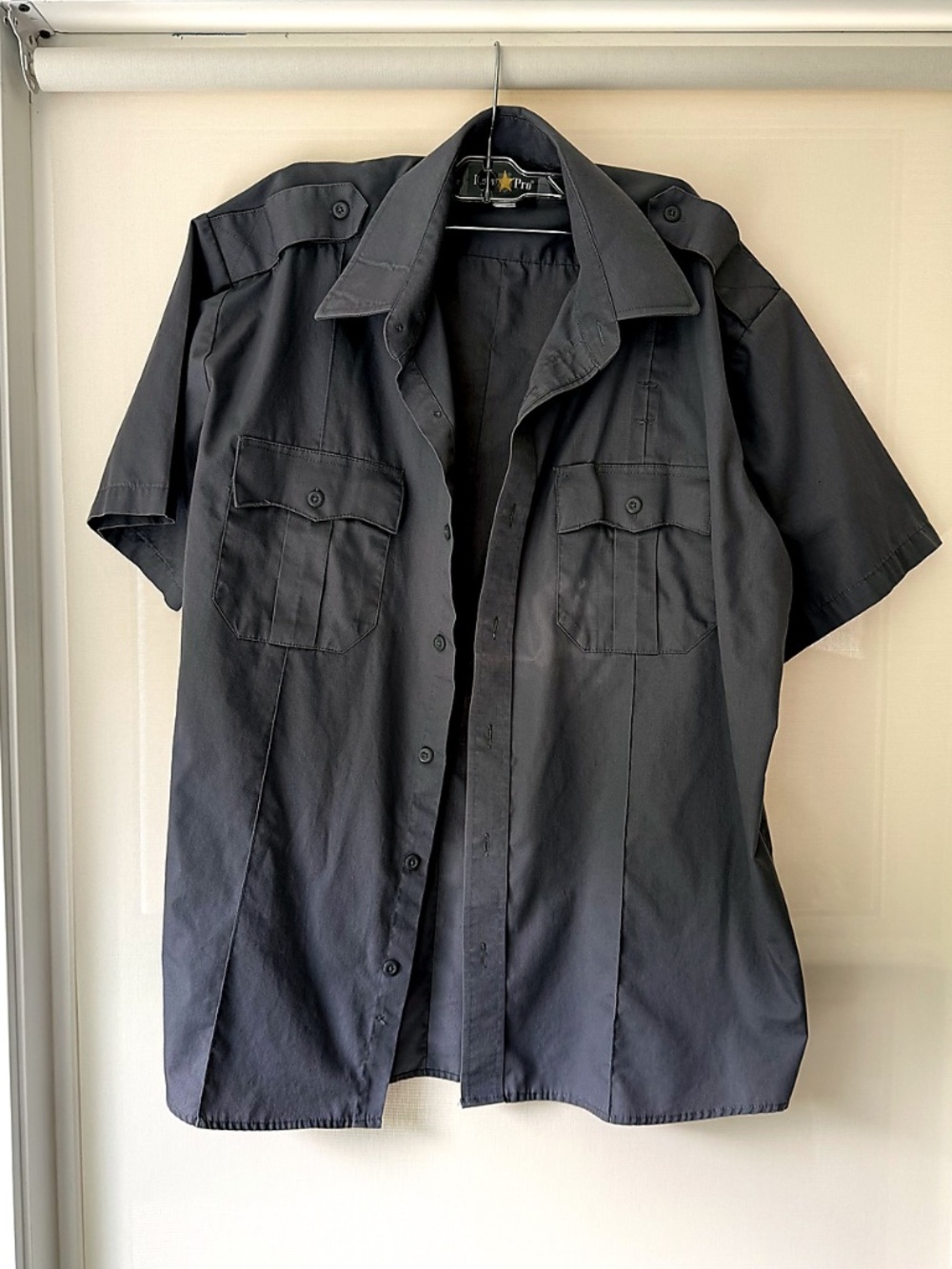 LawPro Gray Short Sleeve Uniform Security Shirt Men’s XL 17 1/2 Tactical Button